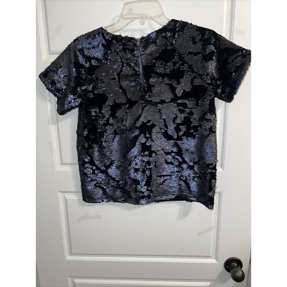 GIANNI BINI Black‎ Sequin Short sleeve blouse NWT - Picture 3 of 4